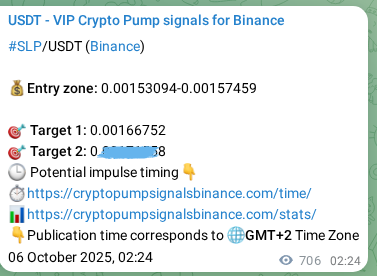 Authenticated proof of SLP's pump signal on Binance at 06 October 2025, 21:59 Authenticated proof of SLP's pump signal on Binance at 06 October 2025, 21:59