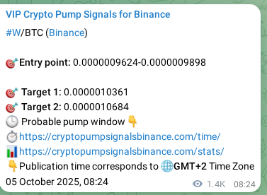 Crypto trading signal proof: W pump on Binance, 06 October 2025, 22:59 Crypto trading signal proof: W pump on Binance, 06 October 2025, 22:59