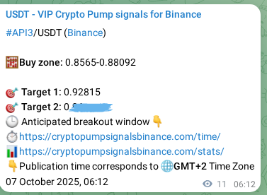 Binance pump signal data for API3 at 07 October 2025, 06:31 Binance pump signal data for API3 at 07 October 2025, 06:31