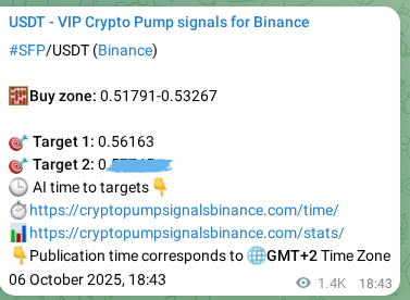 Binance trading signal proof for SFP pump, 08 October 2025, 10:31 Binance trading signal proof for SFP pump, 08 October 2025, 10:31