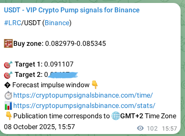 Explore the crypto trading signal verification for LRC pump on Binance, 08 October 2025, 18:45 Crypto trading signal verification: LRC pump on Binance, 08 October 2025, 18:45