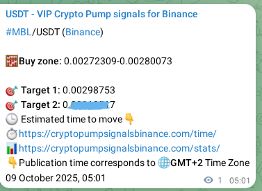 Signal verification: Confirm MBL pump on Binance at 09 October 2025, 05:02 Signal verification: MBL pump on Binance at 09 October 2025, 05:02