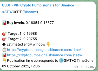 See the verification image for STO pump signal on Binance at 09 October 2025, 13:46 Verification image for STO pump signal on Binance at 09 October 2025, 13:46