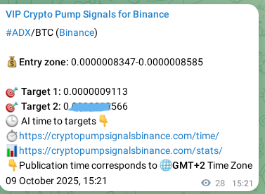 Binance trading signal proof for ADX pump, 09 October 2025, 16:08 Binance trading signal proof for ADX pump, 09 October 2025, 16:08