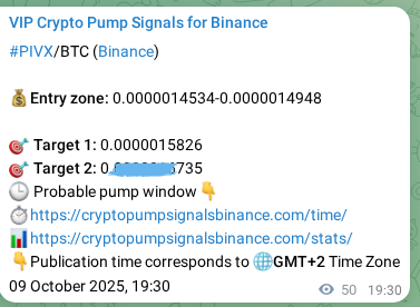 Real-time proof of PIVX pump signal on Binance, 09 October 2025, 20:54 Real-time proof of PIVX pump signal on Binance, 09 October 2025, 20:54