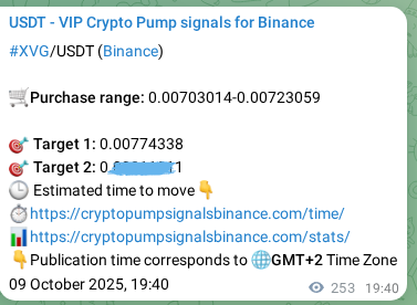 Check out the Binance pump signal proof for XVG on 10 October 2025, 02:41 Binance pump signal proof for XVG on 10 October 2025, 02:41