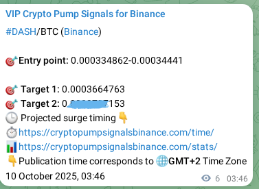 Crypto pump signal proof: Verify DASH on Binance, 10 October 2025, 03:57 Crypto pump signal proof: DASH on Binance, 10 October 2025, 03:57