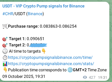 Watch the live proof of CHR pump signal on Binance, 10 October 2025, 07:23 Live proof of CHR pump signal on Binance, 10 October 2025, 07:23