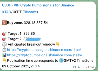 See the real-time verification of TAO pump signal on Binance, 10 October 2025, 09:15 Real-time verification of TAO pump signal on Binance, 10 October 2025, 09:15