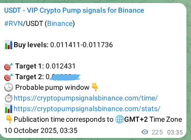 Confirm the crypto trading signal for RVN pump on Binance, 10 October 2025, 09:49 Crypto trading signal confirmation: RVN pump on Binance, 10 October 2025, 09:49