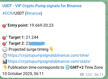 See the trading signal proof for DCR on Binance, 10 October 2025, 12:34 Trading signal proof for DCR on Binance, 10 October 2025, 12:34