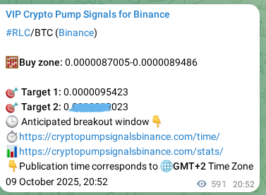 Access the Binance pump signal verification for RLC at 10 October 2025, 13:17 Binance pump signal verification for RLC at 10 October 2025, 13:17