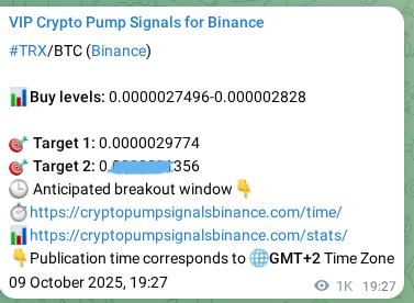 See the real-time verification of TRX pump signal on Binance, 10 October 2025, 23:19 Real-time verification of TRX pump signal on Binance, 10 October 2025, 23:19