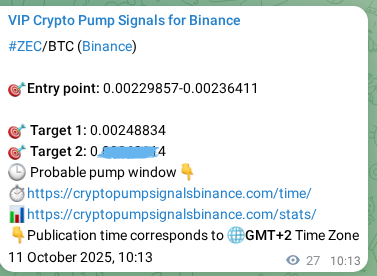 Check out the Binance pump signal proof for ZEC on 11 October 2025, 10:57 Binance pump signal proof for ZEC on 11 October 2025, 10:57
