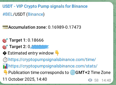 Binance trading signal proof for BEL pump, 11 October 2025, 16:18 Binance trading signal proof for BEL pump, 11 October 2025, 16:18