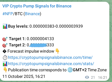 Signal verification: Confirm NFP pump on Binance at 11 October 2025, 16:57 Signal verification: NFP pump on Binance at 11 October 2025, 16:57