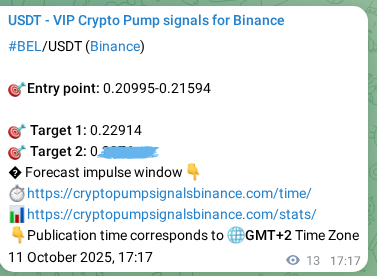 Check the Binance signal verification for BEL pump, 11 October 2025, 17:38 Binance signal verification for BEL pump, 11 October 2025, 17:38