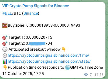 Real-time proof of BEL pump signal on Binance, 11 October 2025, 17:38 Real-time proof of BEL pump signal on Binance, 11 October 2025, 17:38