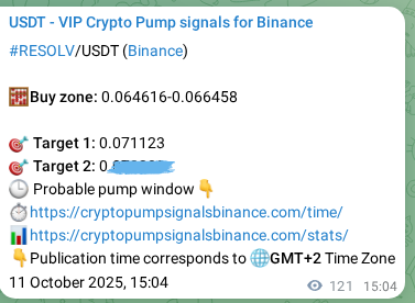 Verify the crypto pump signal confirmation for RESOLV on Binance, 11 October 2025, 18:25 Crypto pump signal confirmation: RESOLV on Binance, 11 October 2025, 18:25