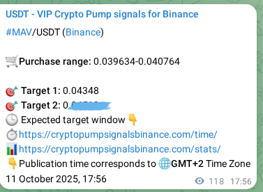 Confirm the crypto trading signal for MAV pump on Binance, 11 October 2025, 21:13 Crypto trading signal confirmation: MAV pump on Binance, 11 October 2025, 21:13