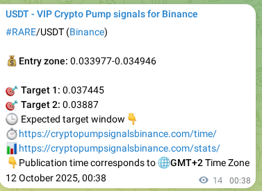 Authenticated proof of RARE's pump signal on Binance at 12 October 2025, 00:57 Authenticated proof of RARE's pump signal on Binance at 12 October 2025, 00:57