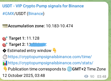 Real-time proof of GMX pump signal on Binance, 12 October 2025, 06:17 Real-time proof of GMX pump signal on Binance, 12 October 2025, 06:17