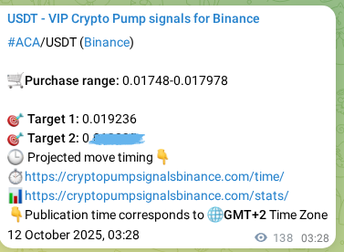 Learn about the ACA pump signal confirmation from Binance, 12 October 2025, 07:20 ACA pump signal confirmation from Binance, timestamp: 12 October 2025, 07:20