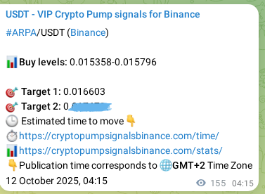 View the market signal proof for ARPA pump from Binance, 12 October 2025, 08:33 Market signal proof: ARPA pump from Binance, 12 October 2025, 08:33