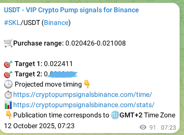 Verify the crypto pump signal for SKL on Binance, 12 October 2025, 09:56 Crypto pump signal verification for SKL on Binance, 12 October 2025, 09:56