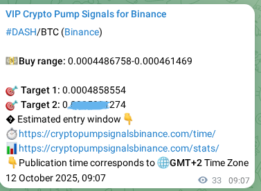 Market signal verification: DASH on Binance at 12 October 2025, 10:03