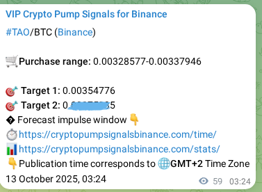 Check out the Binance pump signal proof for TAO on 13 October 2025, 05:03 Binance pump signal proof for TAO on 13 October 2025, 05:03