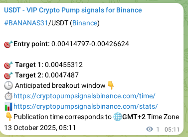 Signal verification: Confirm BANANAS31 pump on Binance at 13 October 2025, 05:14 Signal verification: BANANAS31 pump on Binance at 13 October 2025, 05:14