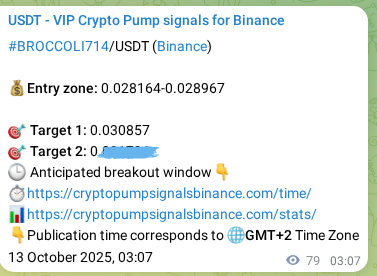 Crypto market signal proof: BROCCOLI714 pump on Binance, 13 October 2025, 05:18 Crypto market signal proof: BROCCOLI714 pump on Binance, 13 October 2025, 05:18