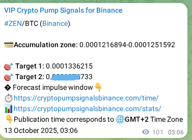 Authenticated proof of ZEN's pump signal on Binance at 13 October 2025, 05:55 Authenticated proof of ZEN's pump signal on Binance at 13 October 2025, 05:55