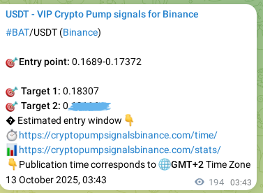 View the signal proof for BAT pump on Binance at 13 October 2025, 09:07 Signal proof for BAT pump on Binance at 13 October 2025, 09:07