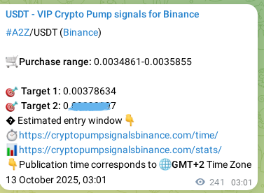Confirm the Binance trading signal for A2Z pump, 13 October 2025, 09:43 Binance trading signal confirmation for A2Z pump, 13 October 2025, 09:43