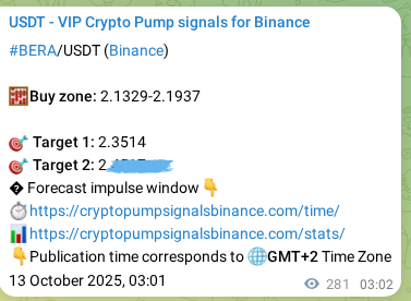 Verify the crypto signal for BERA on Binance, 13 October 2025, 10:50 Crypto signal verification: BERA on Binance, 13 October 2025, 10:50