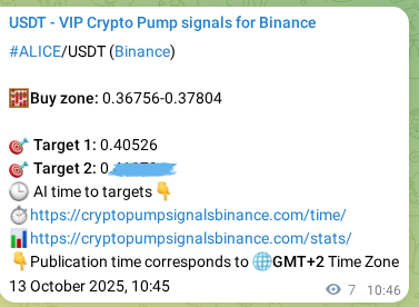 Validate algorithmic accuracy: ALICE pump signal proof on Binance, 13 October 2025, 10:59 Algorithmic validation: ALICE pump signal accuracy on Binance, 13 October 2025, 10:59