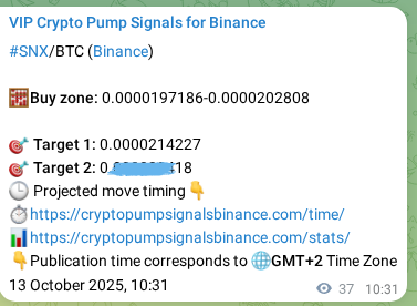 Discover the authenticated SNX pump signal on Binance, 13 October 2025, 11:33 Authenticated SNX pump signal on Binance, 13 October 2025, 11:33