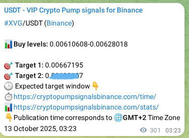 Authenticate predictive power: XVG pump signal reliability on Binance, 13 October 2025, 11:44 Mathematical proof: XVG pump signal confirmation on Binance, 13 October 2025, 11:44