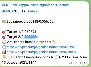 Authenticate risk metrics: MBOX pump signal quality on Binance, 13 October 2025, 12:07 Model validation: MBOX pump signal effectiveness on Binance, 13 October 2025, 12:07
