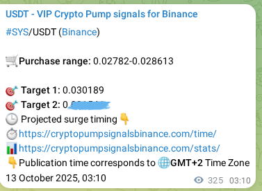 Validate execution timing: SYS pump signal precision on Binance, 13 October 2025, 12:12 Risk-adjusted verification: SYS pump signal quality on Binance, 13 October 2025, 12:12
