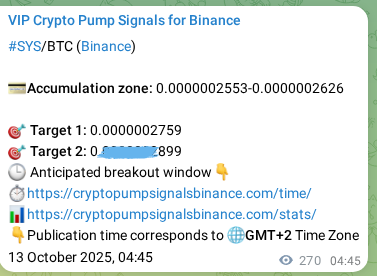 Check the Binance signal verification for SYS pump, 13 October 2025, 12:16 Binance signal verification for SYS pump, 13 October 2025, 12:16