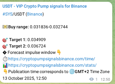 Verify signal integrity: SYS trading signal validation on Binance, 13 October 2025, 12:53 Success verification: SYS signal achievement proof on Binance, 13 October 2025, 12:53