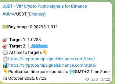 Crypto pump signal proof: Verify UMA on Binance, 13 October 2025, 15:14 Crypto pump signal proof: UMA on Binance, 13 October 2025, 15:14