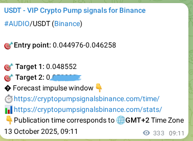 Access the Binance pump signal verification for AUDIO at 13 October 2025, 18:25 Binance pump signal verification for AUDIO at 13 October 2025, 18:25
