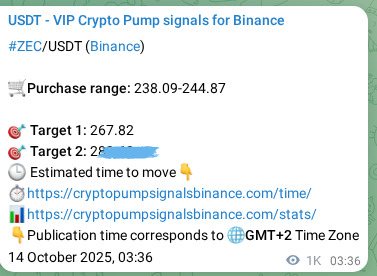 Crypto trading signal proof: ZEC pump on Binance, 15 October 2025, 08:40 Crypto trading signal proof: ZEC pump on Binance, 15 October 2025, 08:40