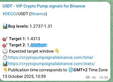 Access the Binance pump signal verification for DEGO at 15 October 2025, 12:15 Binance pump signal verification for DEGO at 15 October 2025, 12:15