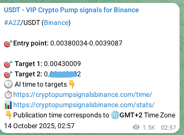 See the real-time verification of A2Z pump signal on Binance, 15 October 2025, 20:37 Real-time verification of A2Z pump signal on Binance, 15 October 2025, 20:37