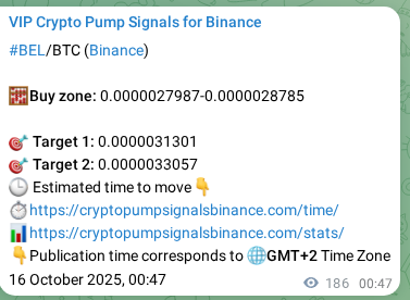 BEL pump signal verification from Binance, timestamp: 16 October 2025, 05:57